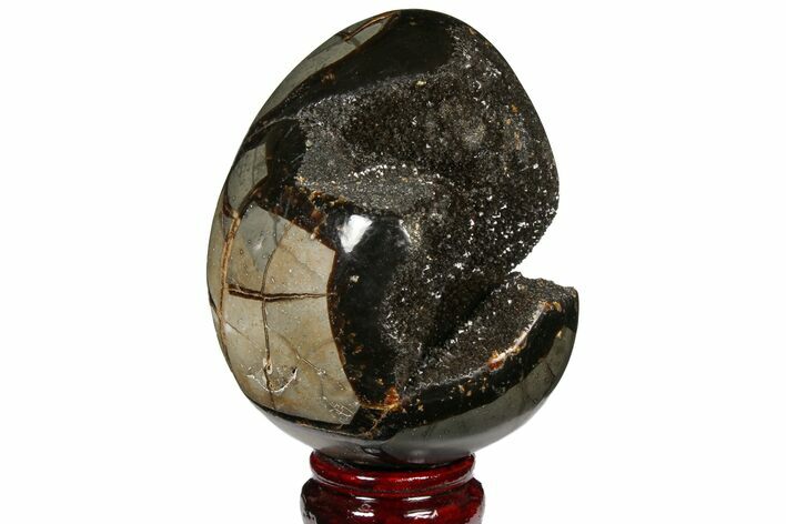Septarian Dragon Egg Geode - Black Crystals #120906